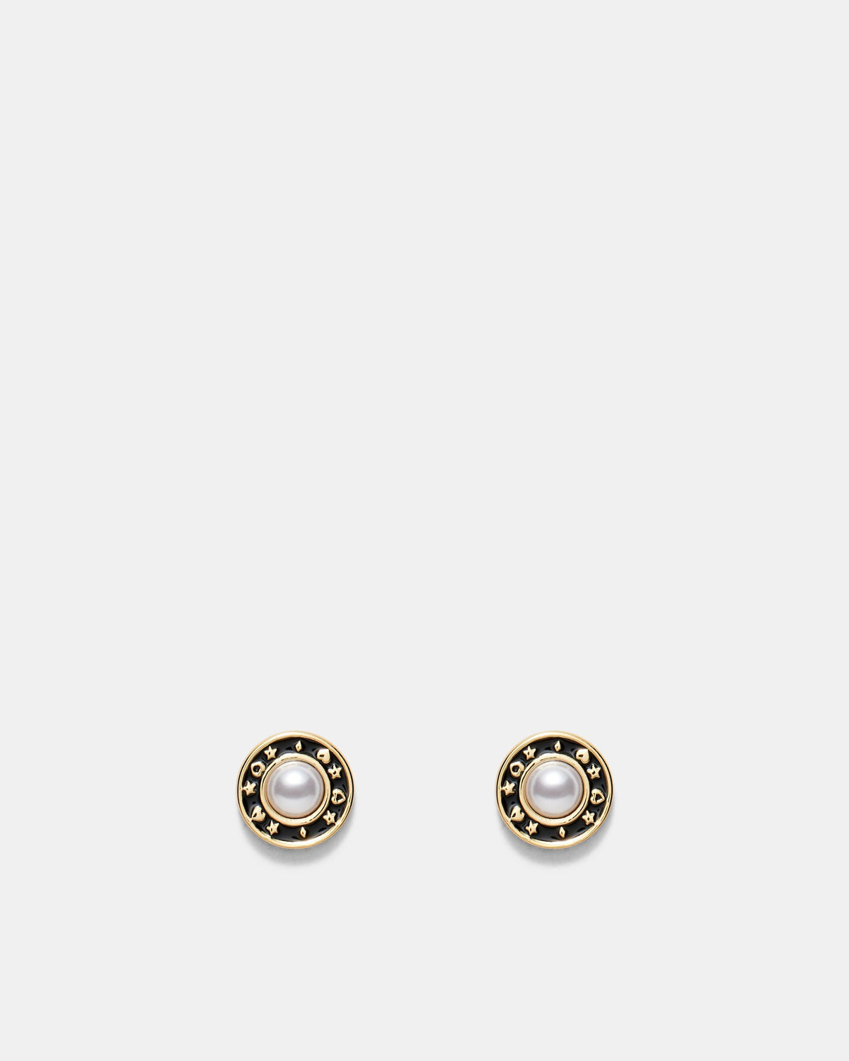 Ring Ring Stud Earrings - Black