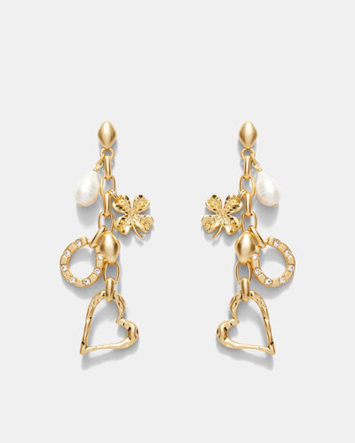 Charm N Cute Drop Earrings - Gold