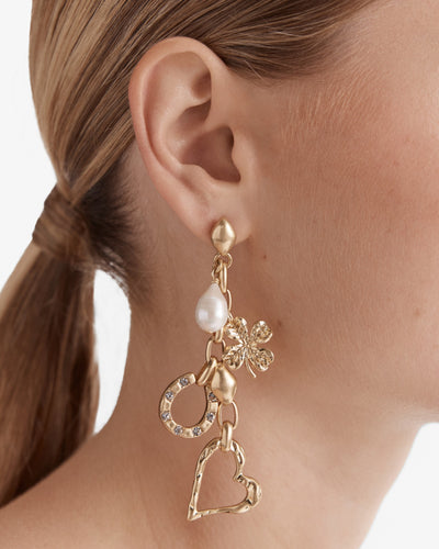 Charm N Cute Drop Earrings - Gold