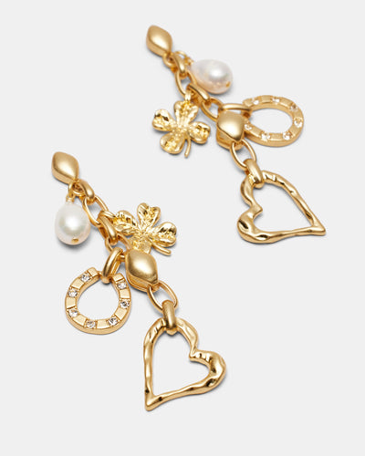 Charm N Cute Drop Earrings - Gold