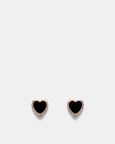 Lover Heart Stud Earrings - Black