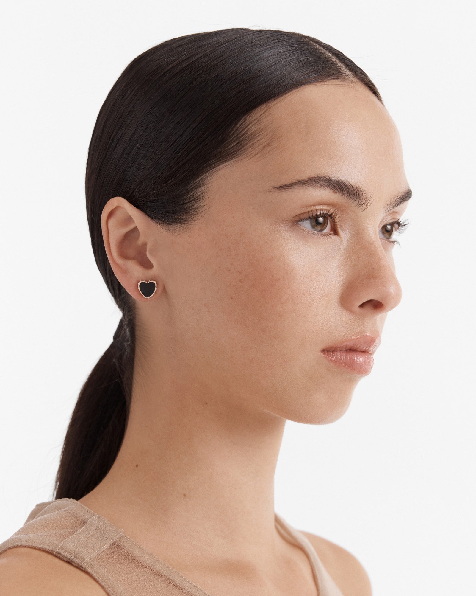 Lover Heart Stud Earrings - Black