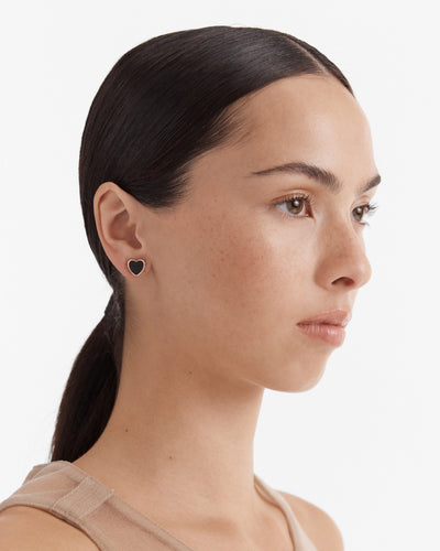 Lover Heart Stud Earrings - Black