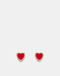 Lover Heart Stud Earrings - Red