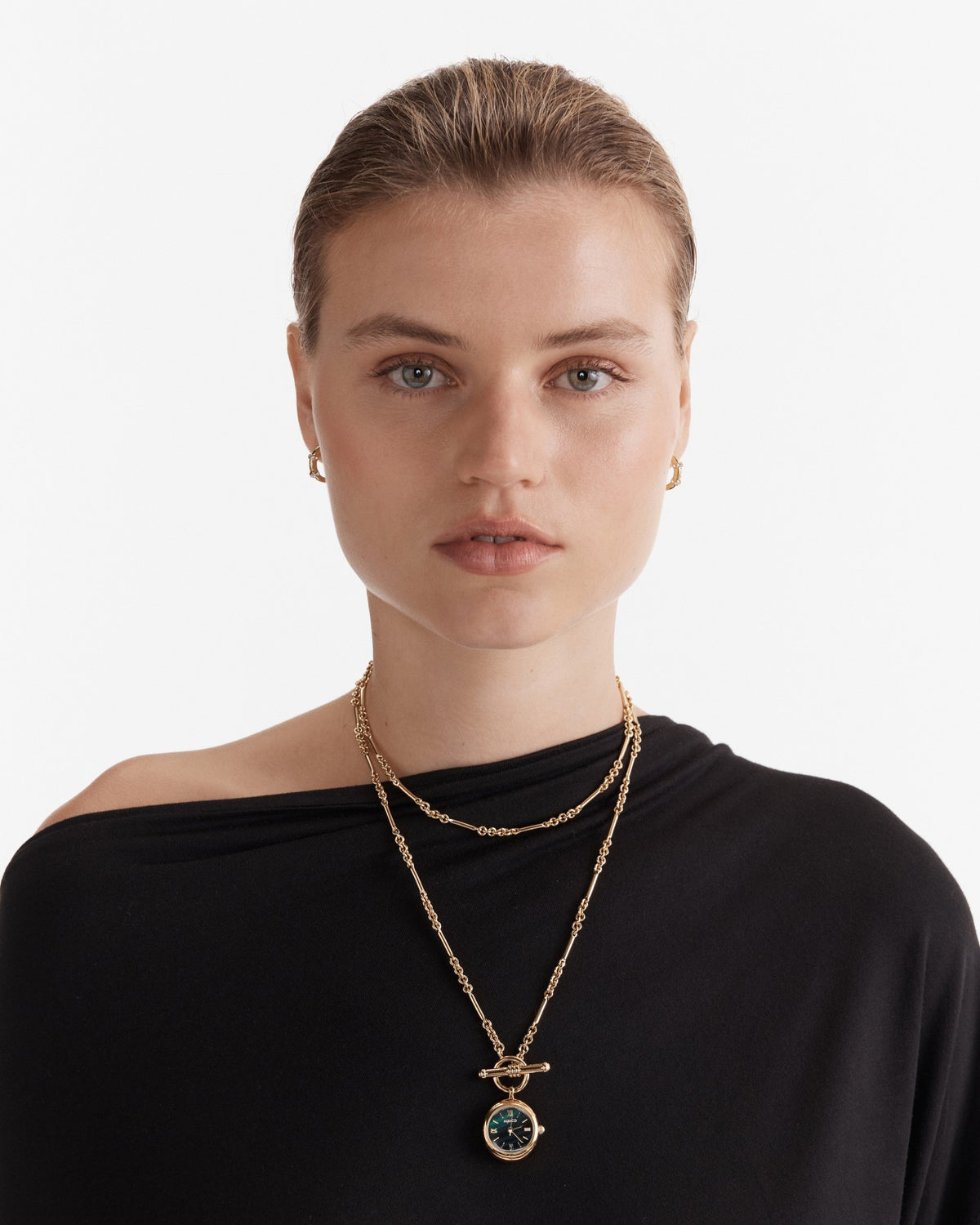 In Time Watch Necklace - Pine