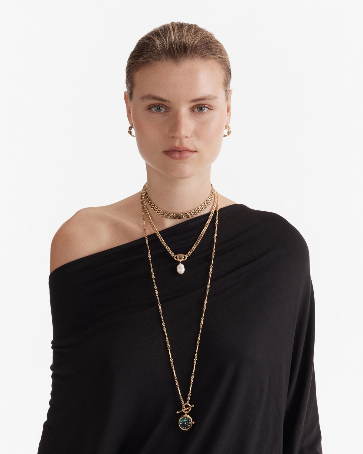 In Time Watch Necklace - Pine
