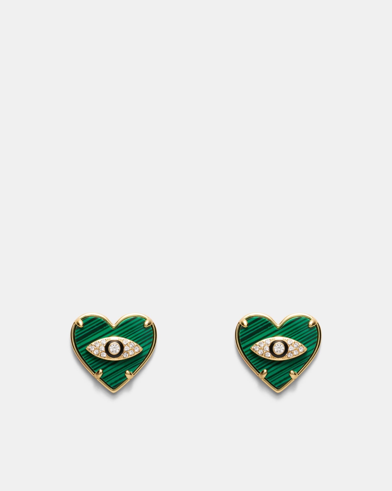 Emotional Heart Stud Earrings - Malachite