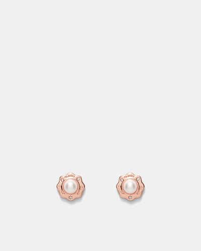 Just Perfect Pearl Stud Earrings - Rose Gold