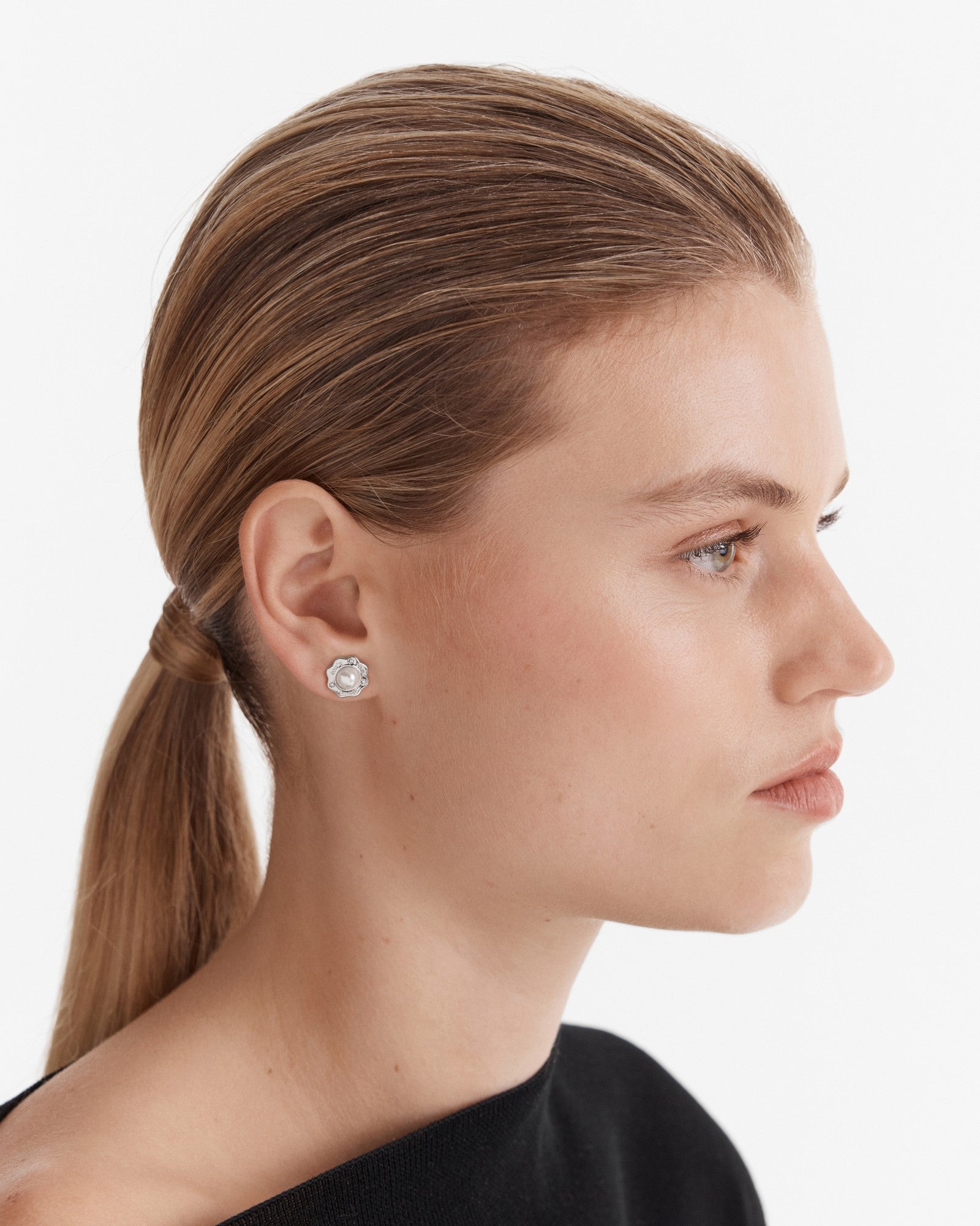 Just Perfect Pearl Stud Earrings - Silver