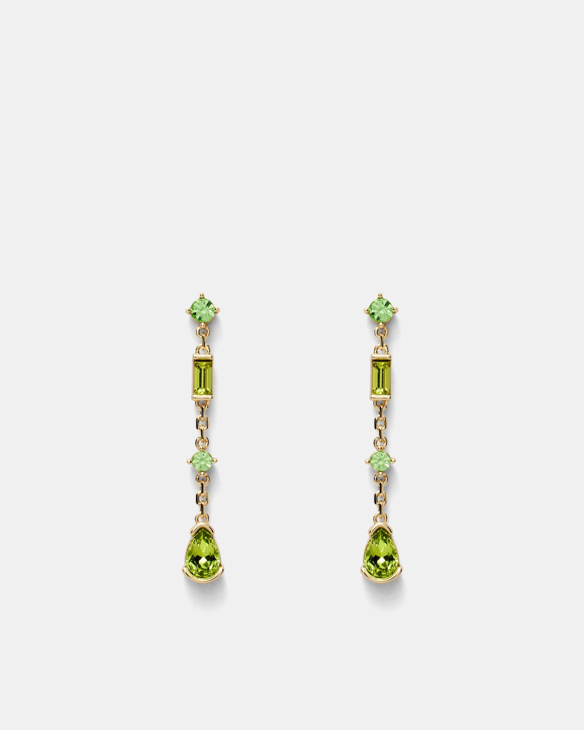 Temptation Chain Stud Earrings - Green