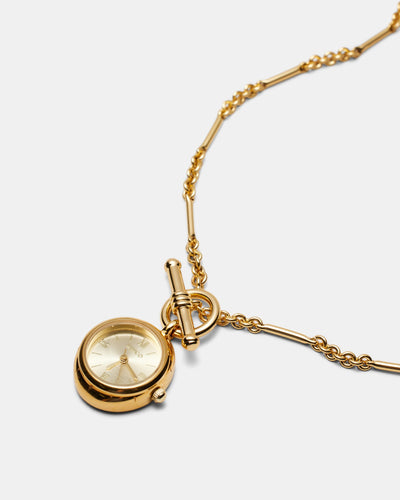 In Time Watch Necklace - Gold