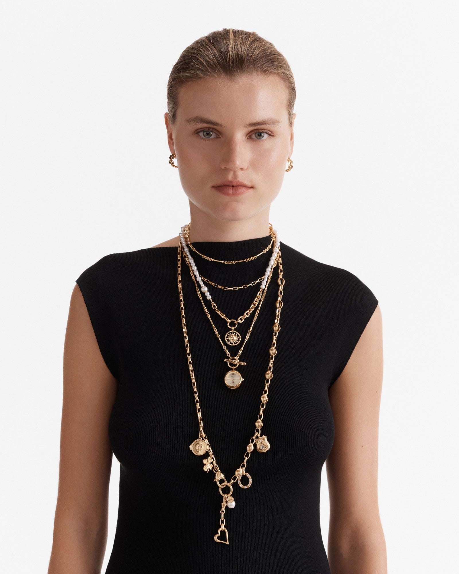 In Time Watch Necklace - Gold