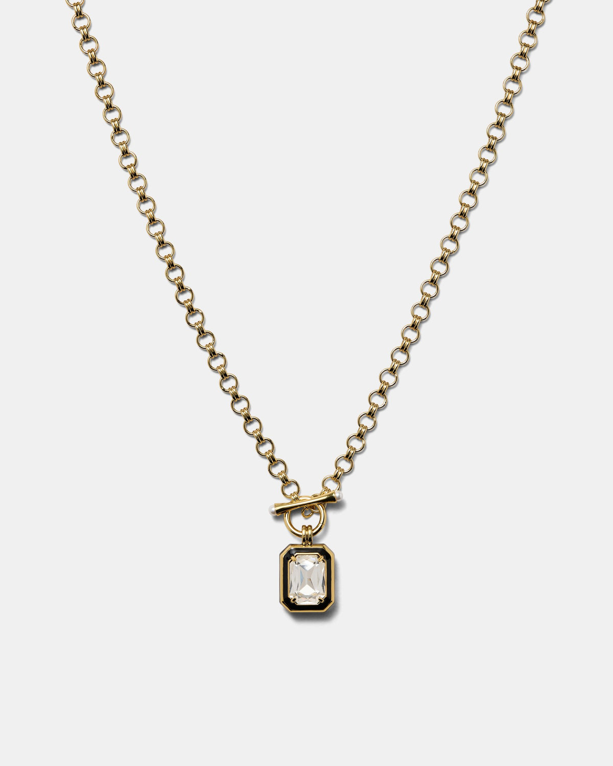 Legacy Enamel Pendant Necklace - Black