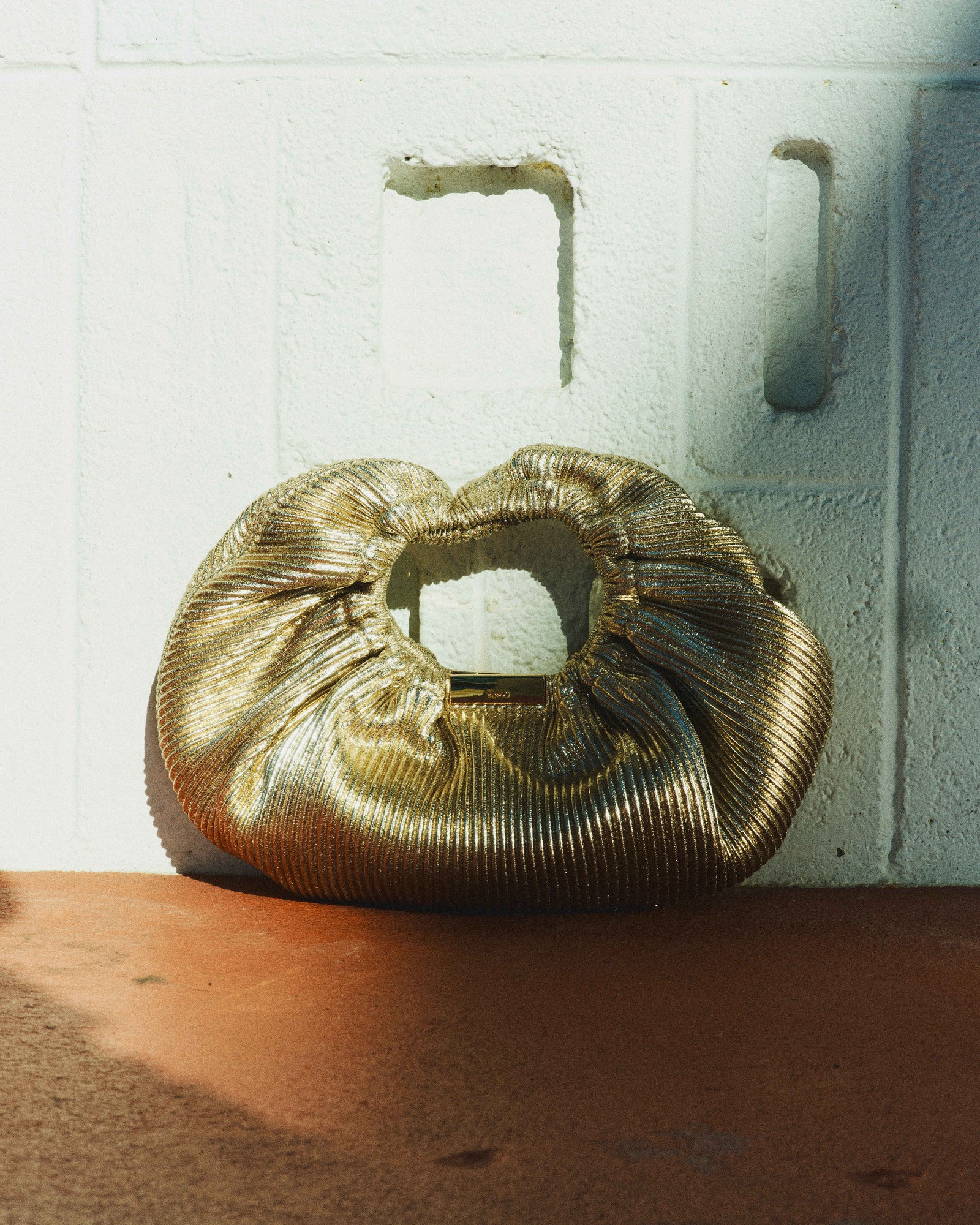 Bianca Pleated Grab Bag - Light Gold