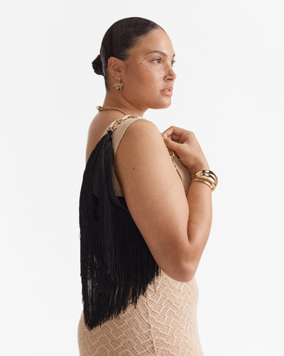 Rockbird Fringe Shoulder Bag - Black