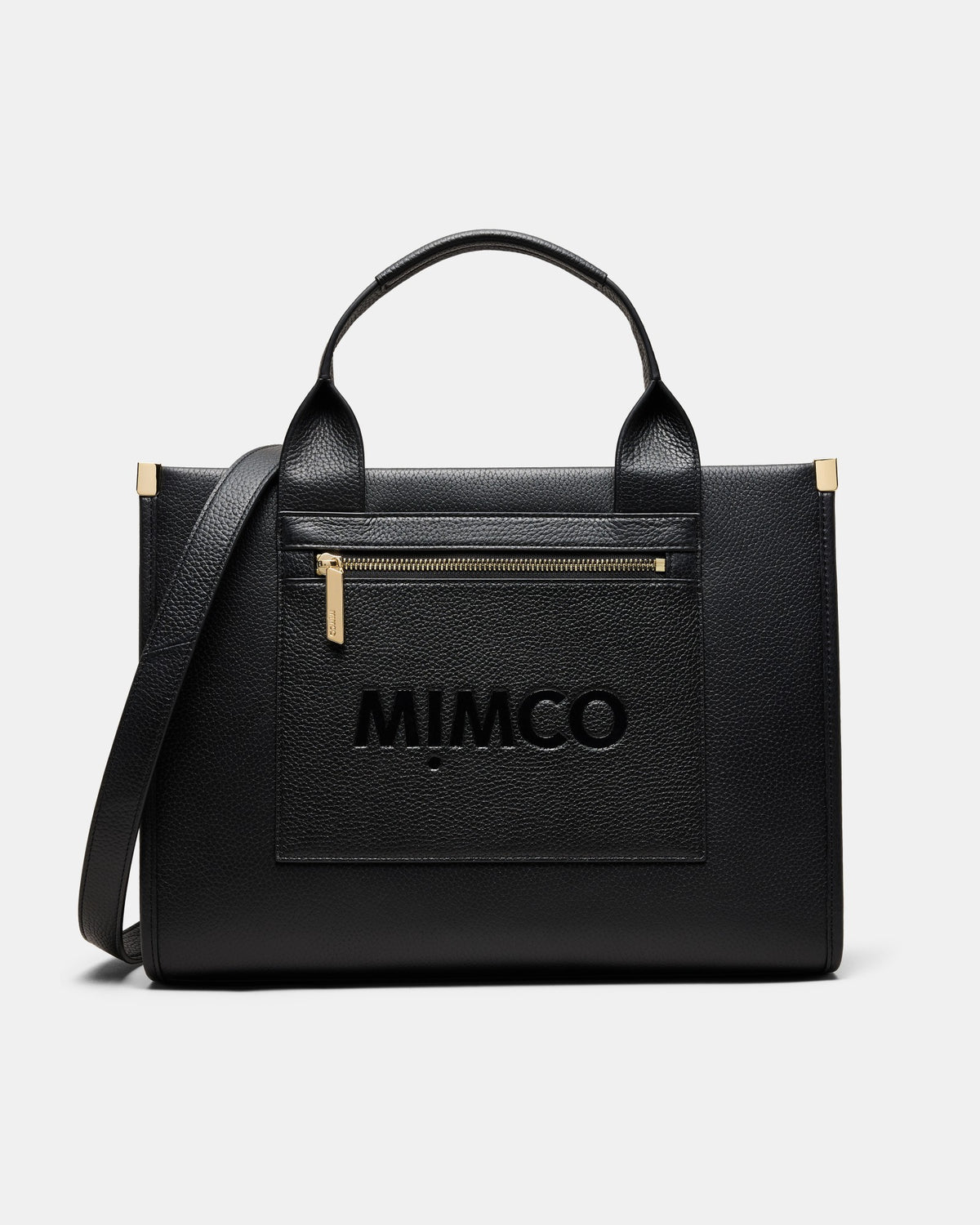 Patch Leather Tote Bag - Black