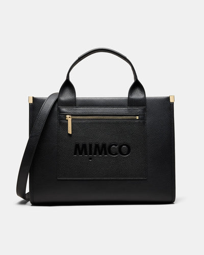 Patch Leather Tote Bag - Black