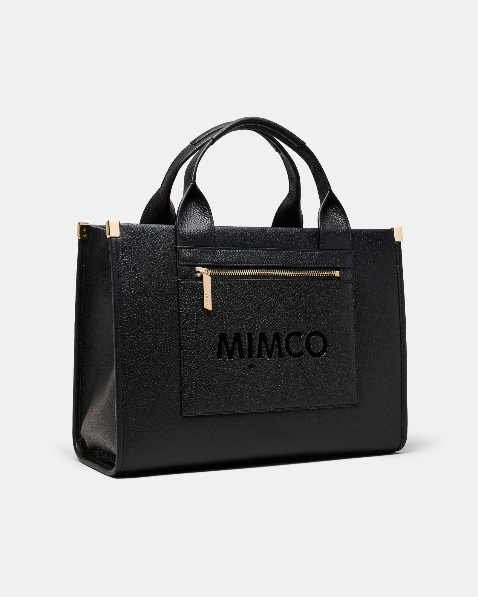 Patch Leather Tote Bag - Black