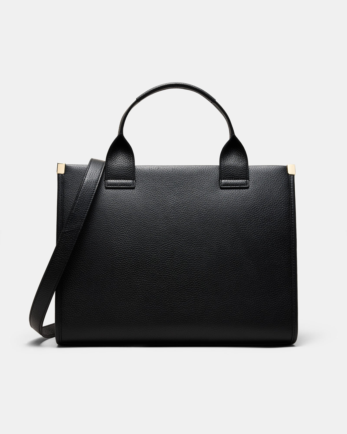 Patch Leather Tote Bag - Black