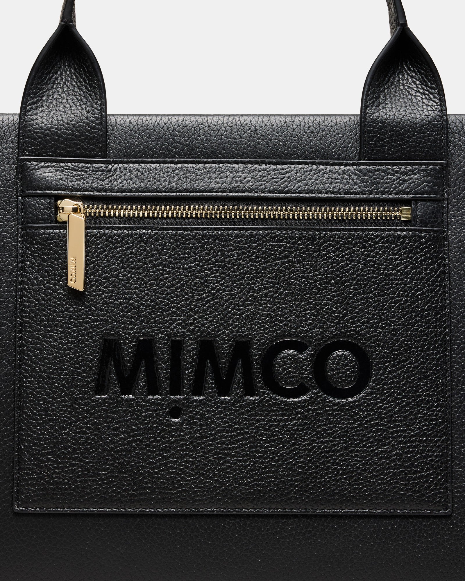 Patch Leather Tote Bag - Black