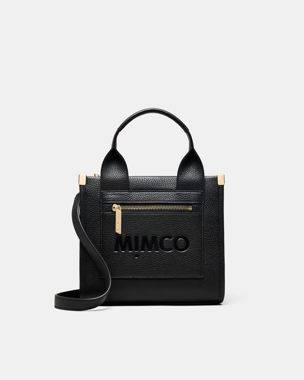 Patch Leather Mini Tote Bag - Black