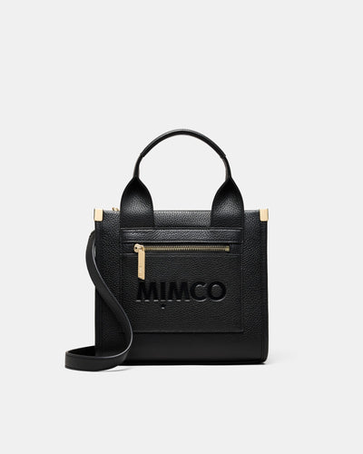 Patch Leather Mini Tote Bag - Black