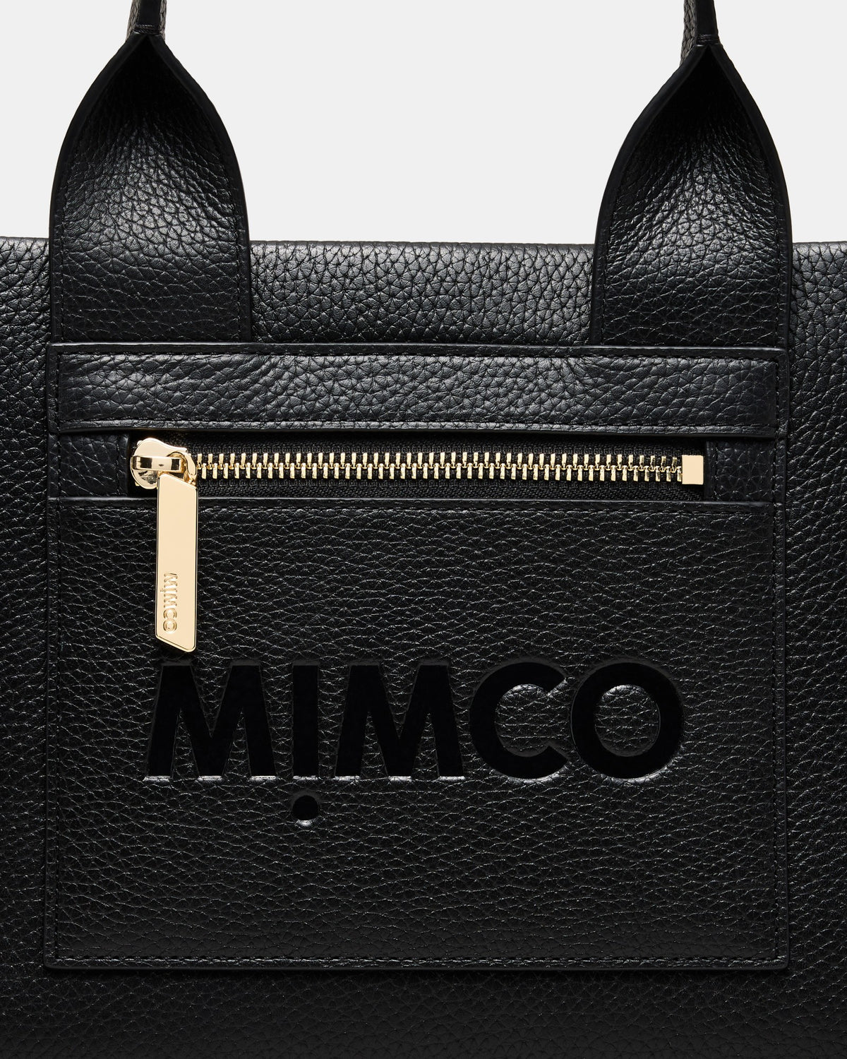 Patch Leather Mini Tote Bag - Black