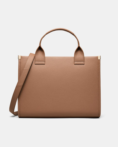 Patch Leather Tote Bag - Fawn