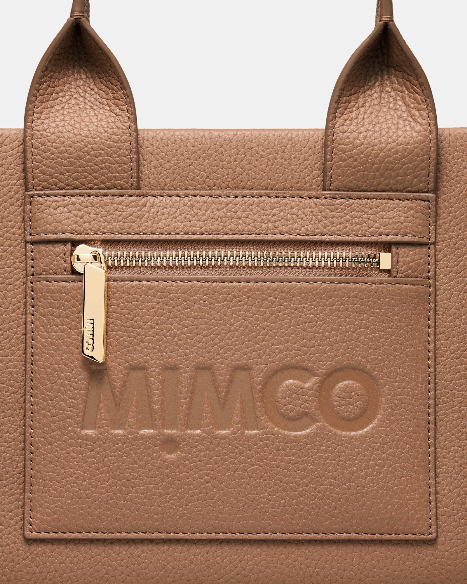 Patch Leather Mini Tote Bag - Fawn