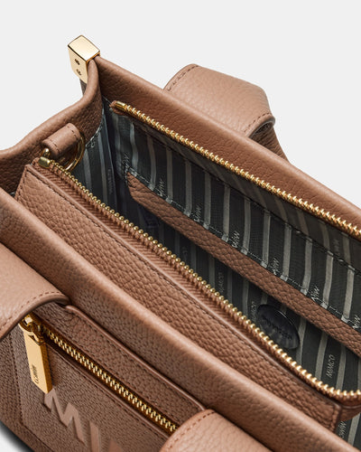 Patch Leather Mini Tote Bag - Fawn