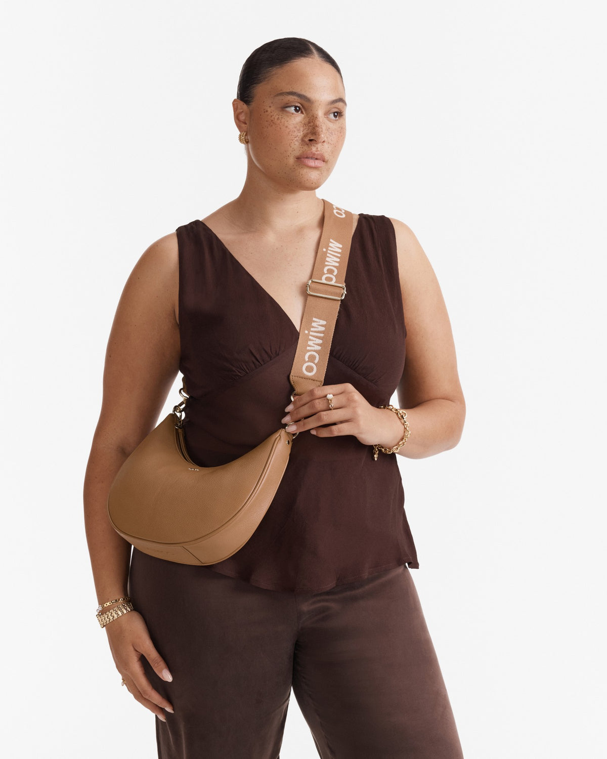 Classico Crescent Crossbody Bag - Caramel