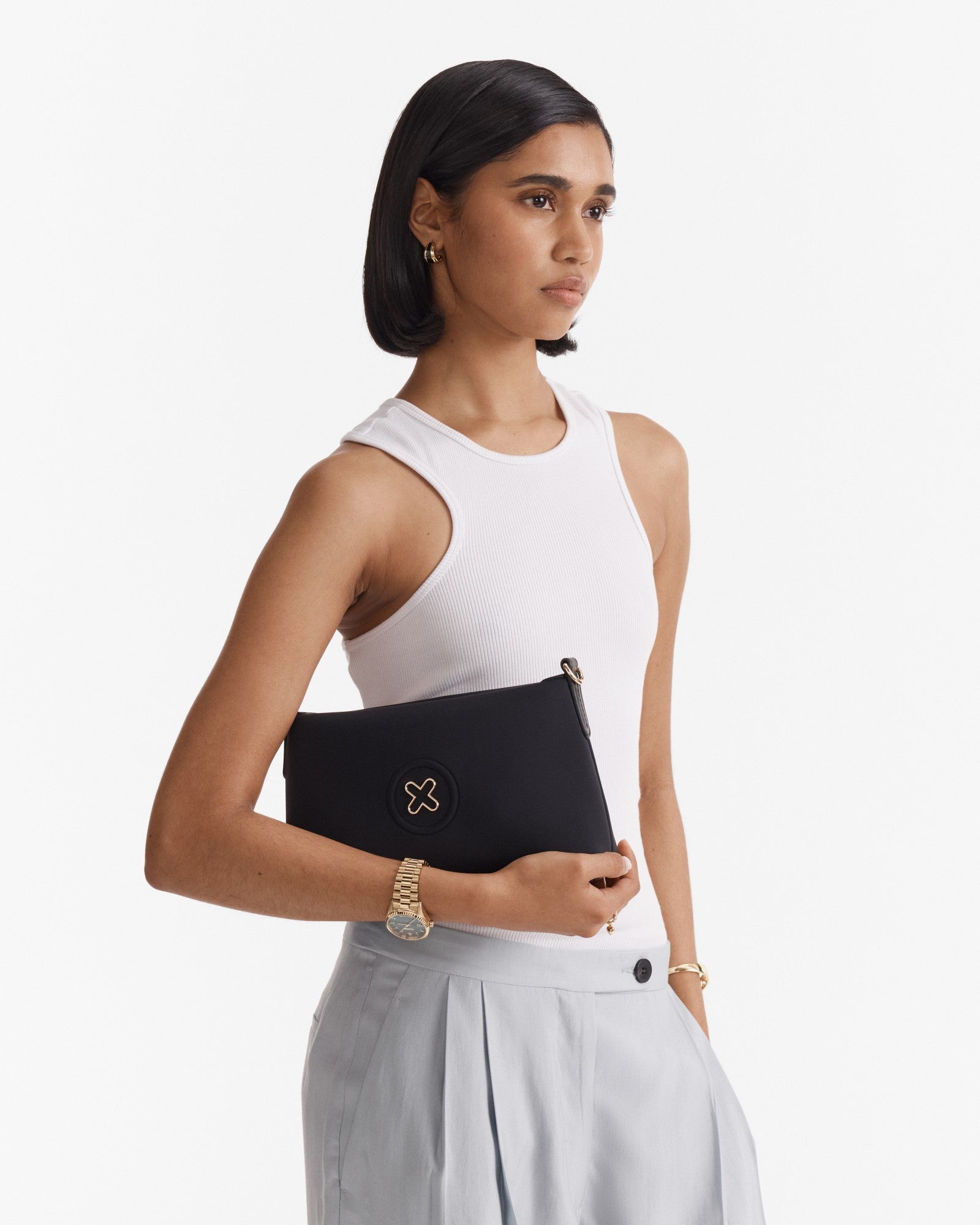 Bay Neoprene Crossbody Bag - Black Light Gold