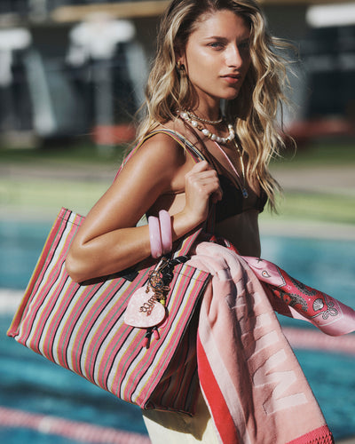 Lyra Tote Bag - Pink Stripe
