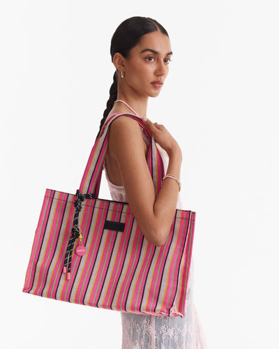 Lyra Tote Bag - Pink Stripe
