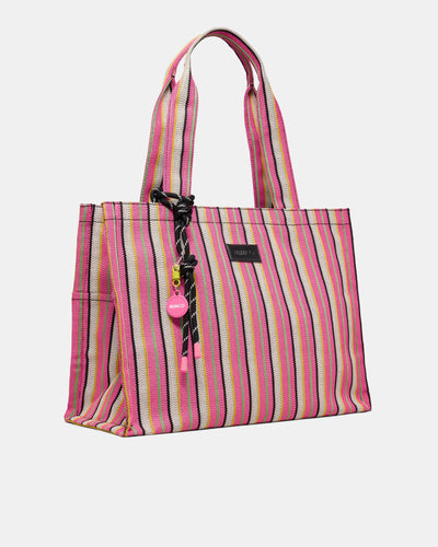 Lyra Tote Bag - Pink Stripe