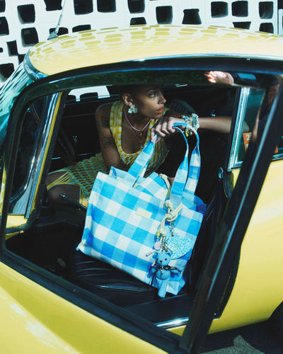 Lyra Tote Bag - Blue Check