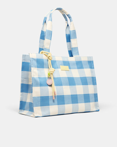Lyra Tote Bag - Blue Check