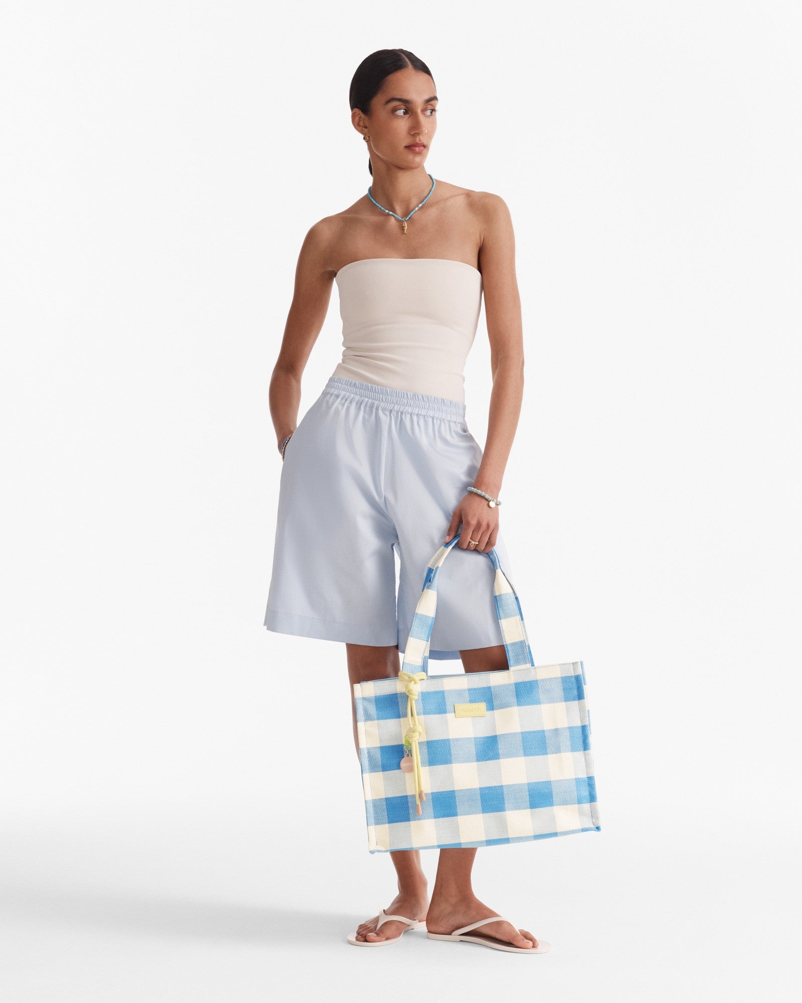 Lyra Tote Bag - Blue Check
