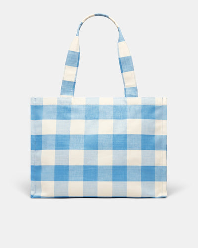 Lyra Tote Bag - Blue Check