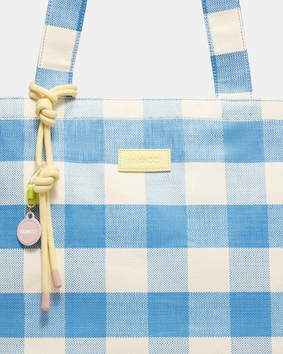 Lyra Tote Bag - Blue Check