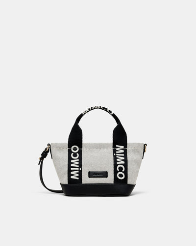 Mim Micro Tote Crossbody Bag - Black White