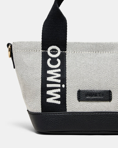 Mim Micro Tote Crossbody Bag - Black White