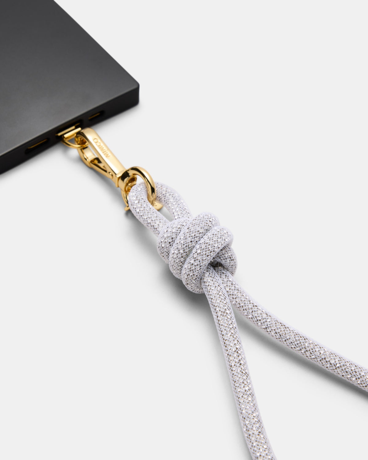 Sparkle Knot Phone Wrist Strap - Silver