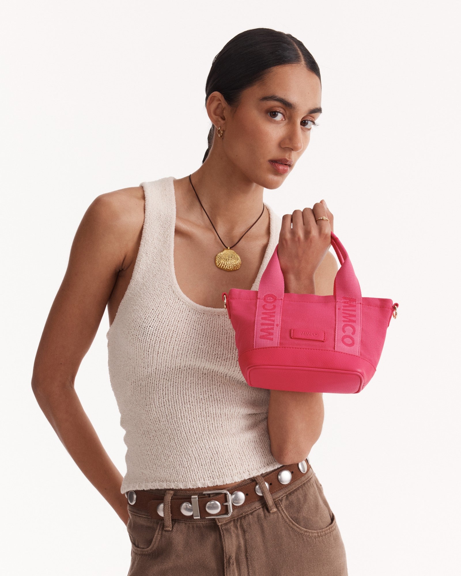 Mim Micro Tote Crossbody Bag - Flamingo