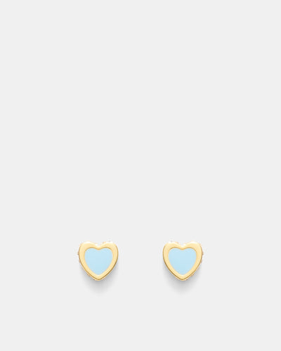 Lover Heart Stud Earrings - Sky Blue