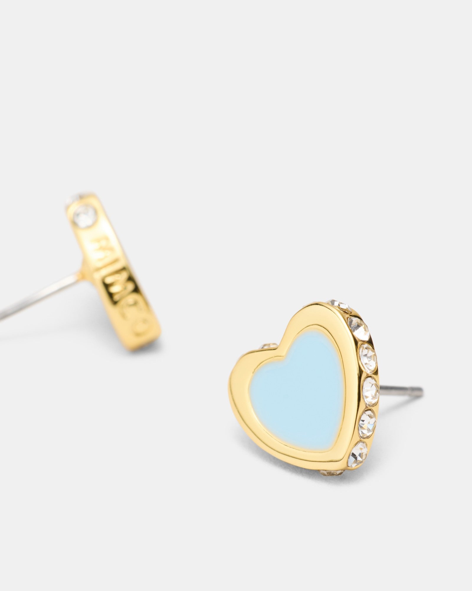 Lover Heart Stud Earrings - Sky Blue