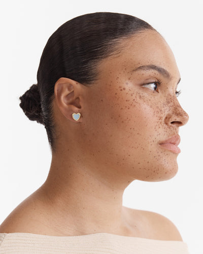 Lover Heart Stud Earrings - Sky Blue