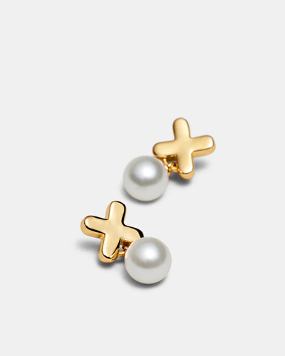 Essense Pearl Stud Earrings - Gold