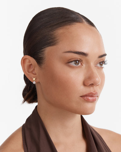 Essense Pearl Stud Earrings - Gold