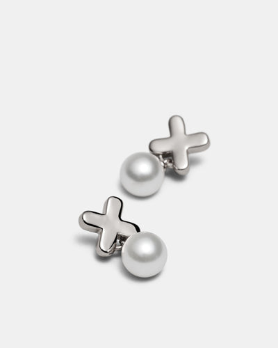 Essense Pearl Stud Earrings - Silver